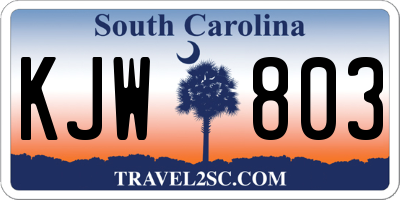 SC license plate KJW803