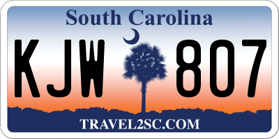 SC license plate KJW807