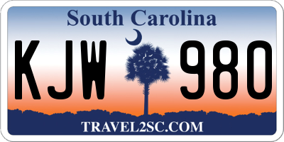 SC license plate KJW980