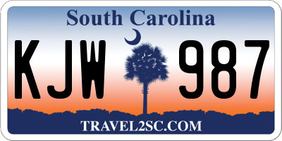SC license plate KJW987