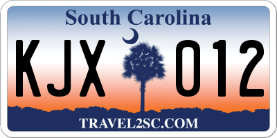 SC license plate KJX012