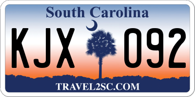 SC license plate KJX092