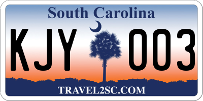 SC license plate KJY003