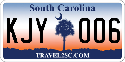SC license plate KJY006
