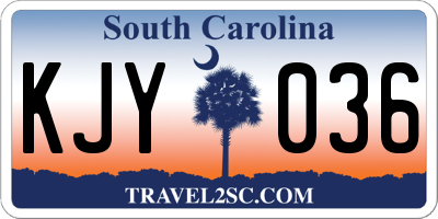 SC license plate KJY036