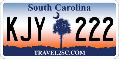 SC license plate KJY222
