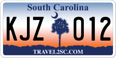 SC license plate KJZ012