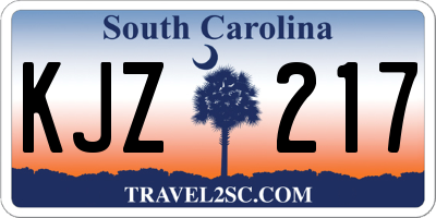 SC license plate KJZ217