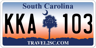 SC license plate KKA103