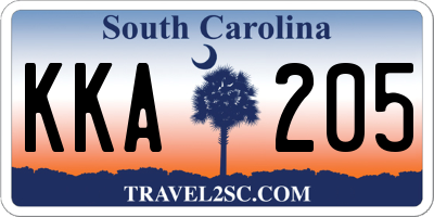 SC license plate KKA205
