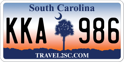 SC license plate KKA986