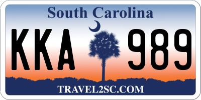 SC license plate KKA989