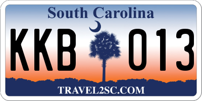 SC license plate KKB013