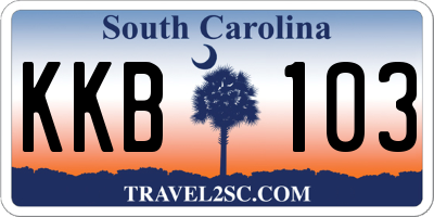 SC license plate KKB103