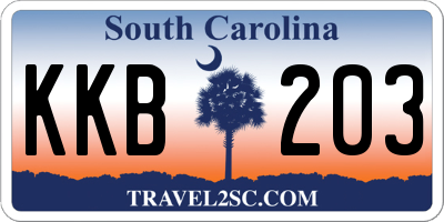 SC license plate KKB203
