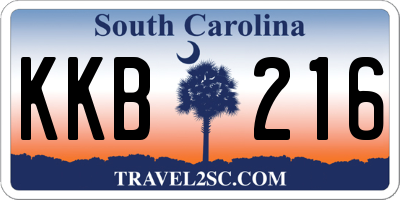 SC license plate KKB216