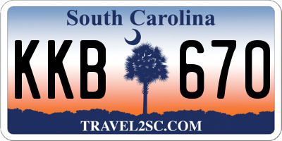 SC license plate KKB670