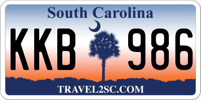 SC license plate KKB986