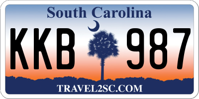 SC license plate KKB987