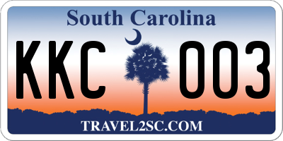SC license plate KKC003