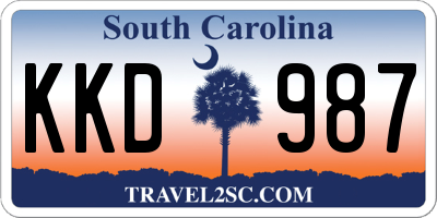 SC license plate KKD987