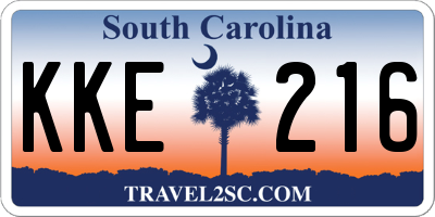 SC license plate KKE216