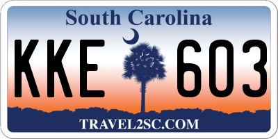 SC license plate KKE603