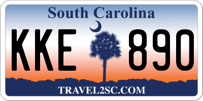 SC license plate KKE890