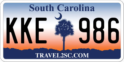 SC license plate KKE986