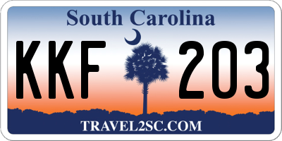 SC license plate KKF203