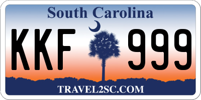SC license plate KKF999