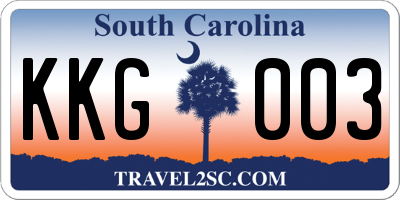 SC license plate KKG003