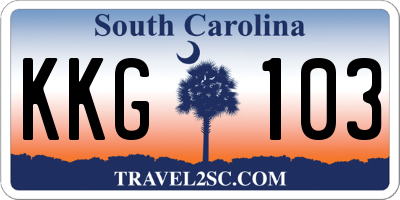 SC license plate KKG103