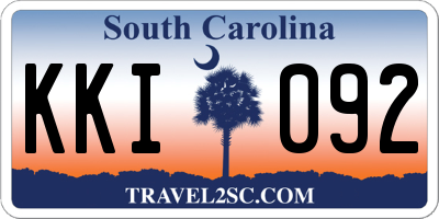 SC license plate KKI092