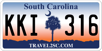 SC license plate KKI316