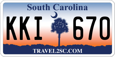 SC license plate KKI670