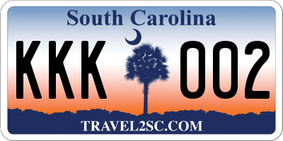 SC license plate KKK002