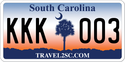 SC license plate KKK003