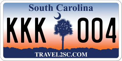 SC license plate KKK004