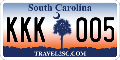 SC license plate KKK005
