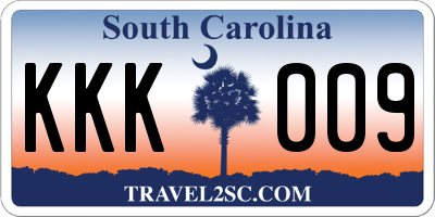 SC license plate KKK009