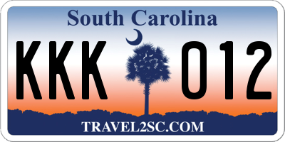 SC license plate KKK012