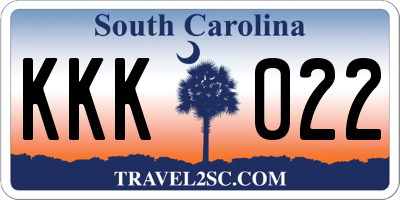 SC license plate KKK022