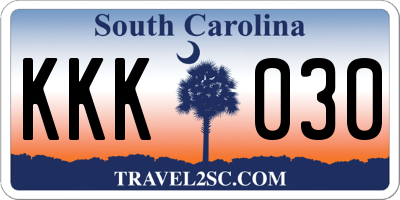 SC license plate KKK030