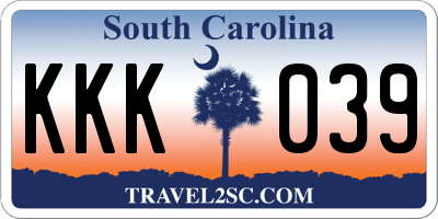 SC license plate KKK039