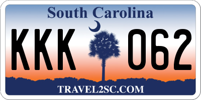 SC license plate KKK062