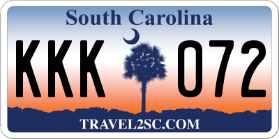 SC license plate KKK072