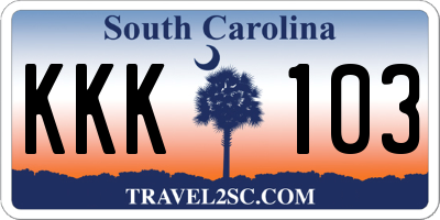 SC license plate KKK103