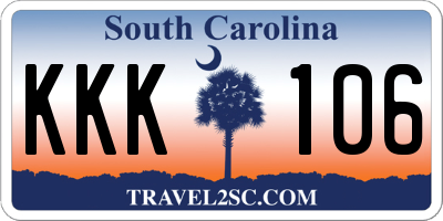 SC license plate KKK106