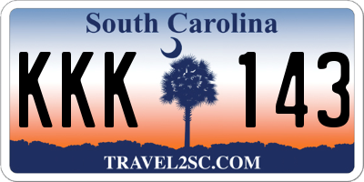 SC license plate KKK143